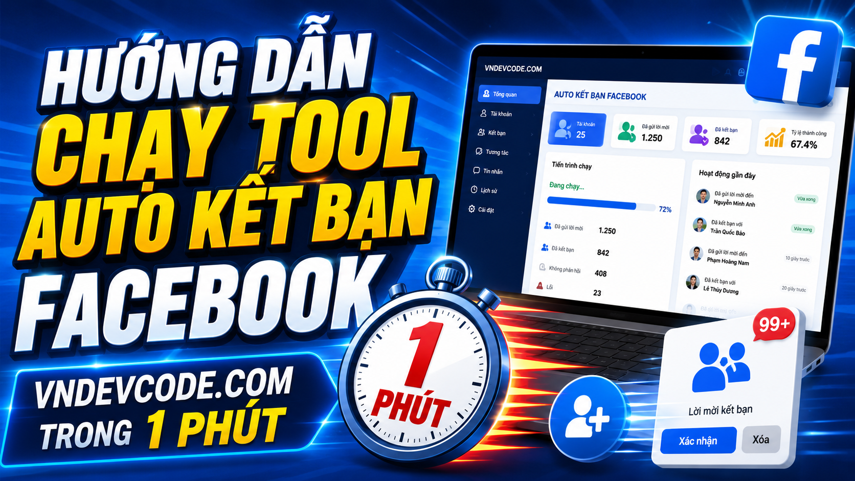 Tool Auto kết bạn Facebook qua F12