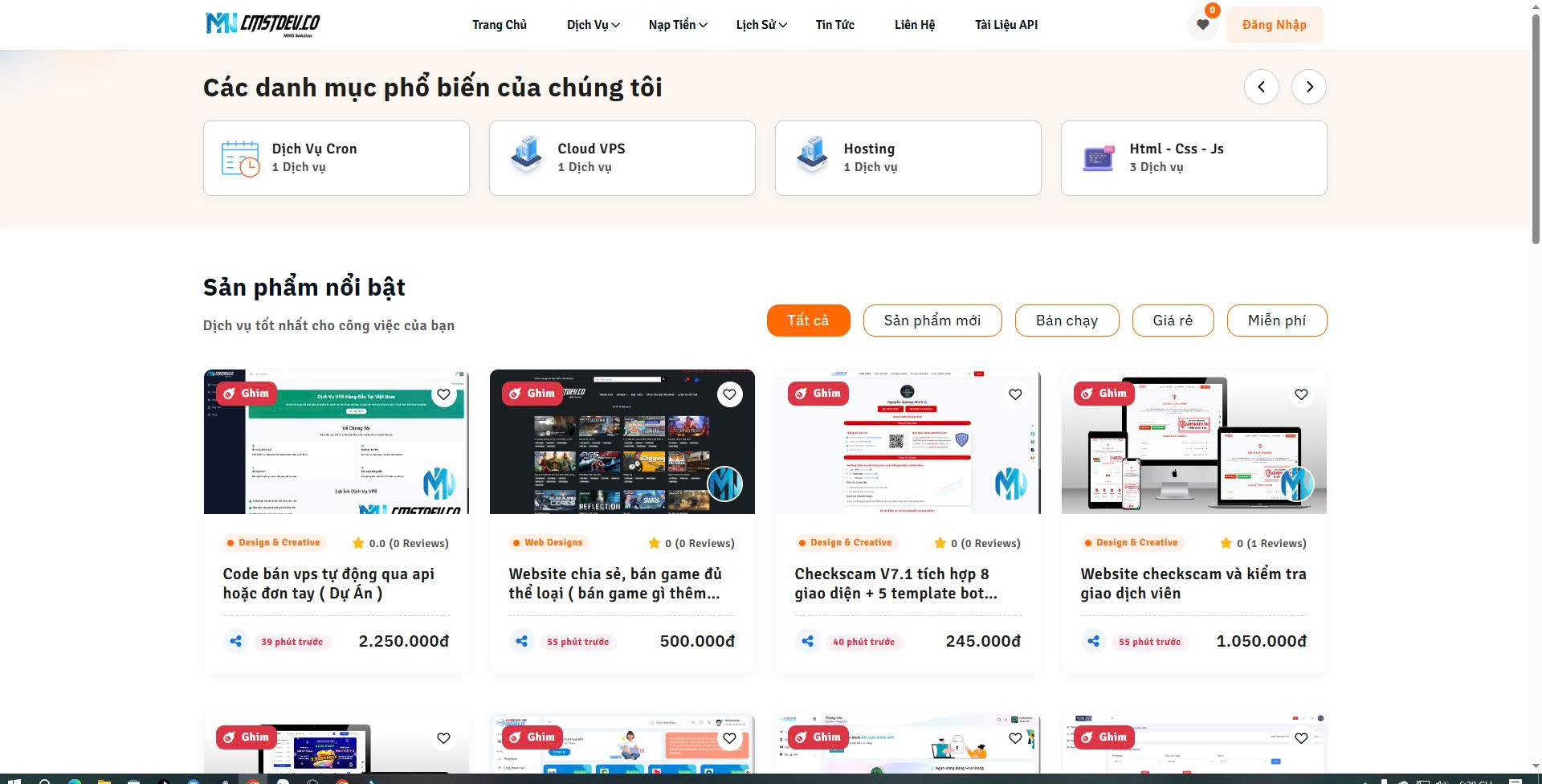 Mã nguồn bán code website, cronjob và bán hosting cloudvps nhiều chức năng khác