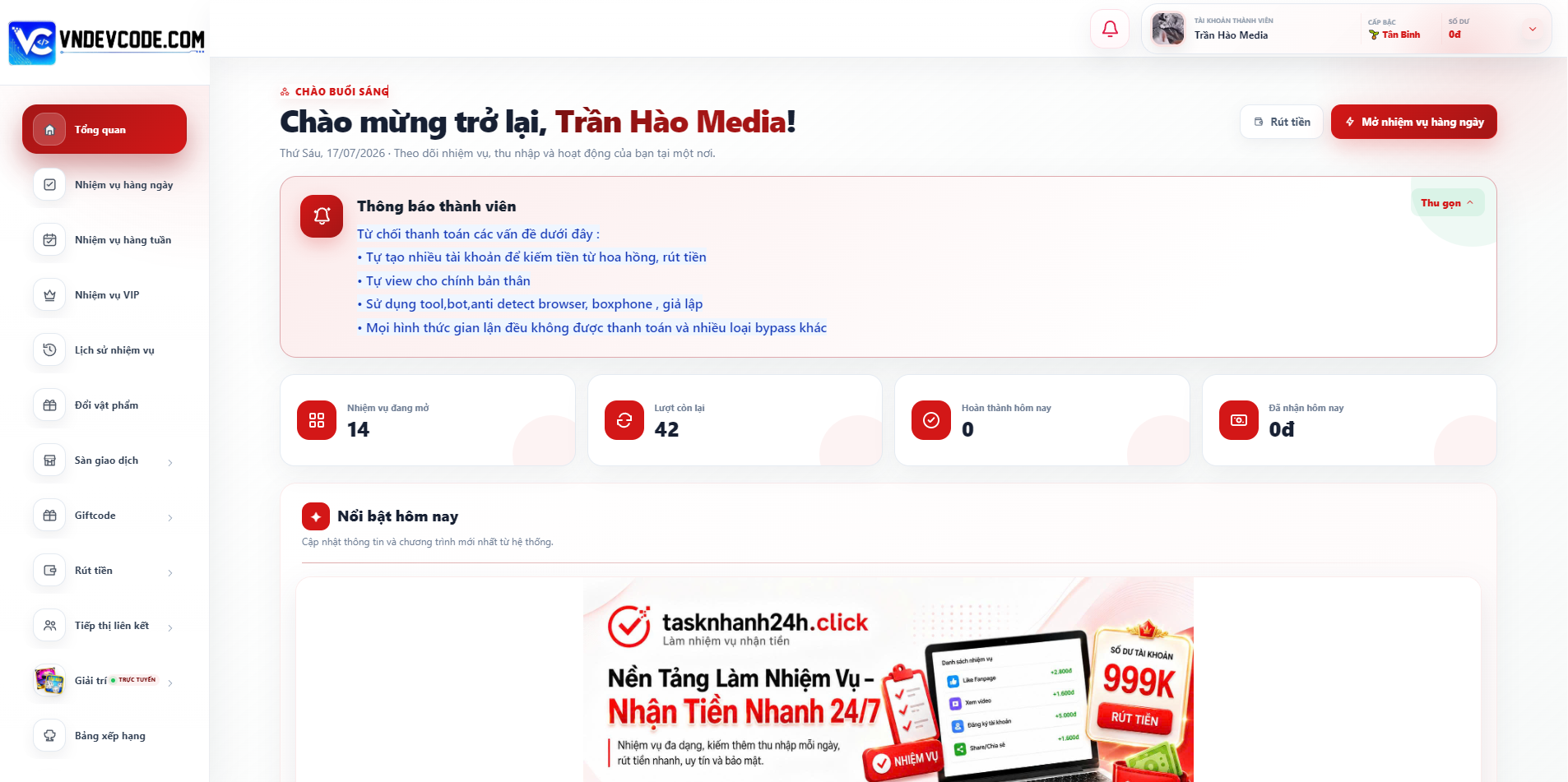 [Taskearm] Mã nguồn api vượt link , kiếm tiền Traffic user vượt link ăn tiền, có động đồng job